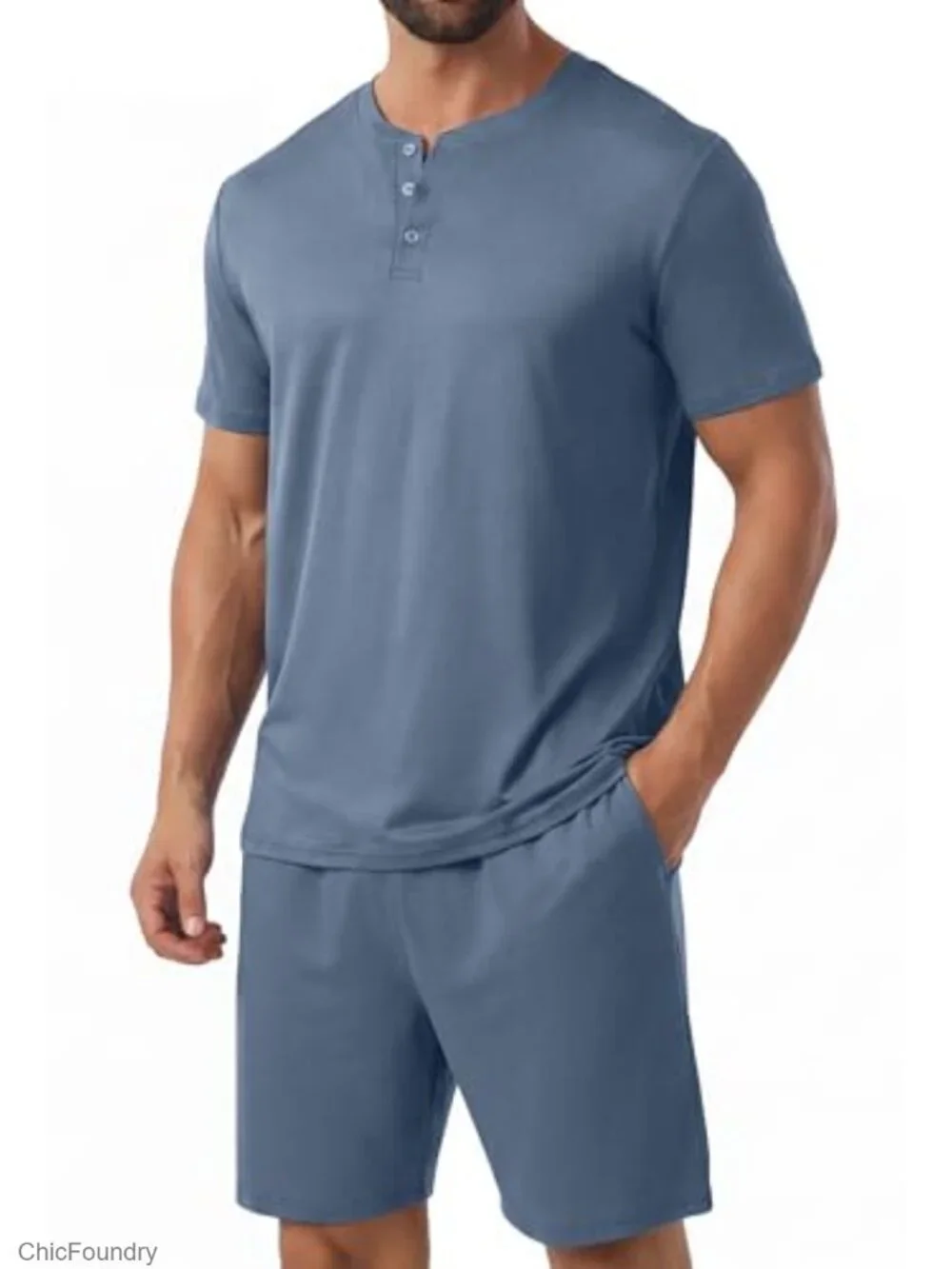 Men's 2-Piece Pajama Set, Short Sleeve, Rayon Blend, Lightweight, Sleep & Lounge